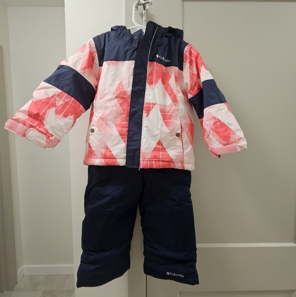 Columbia Navy and Pink Winter Snowbib And Jacket Set 3t - Picture 1 of 5